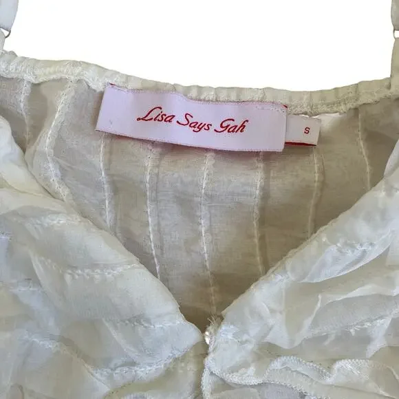 Lisa Say Gah Sz S Ivy Top Vanilla Ruffle Tank Top - Picture 10 of 16